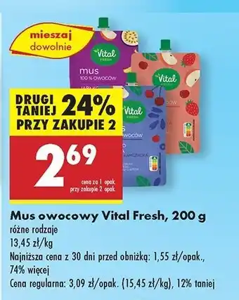 Biedronka Mus jabłko-ananas-marakuja Vital Fresh oferta