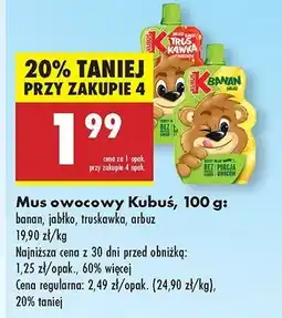 Biedronka Mus jabłko-arbuz-aronia Kubuś oferta