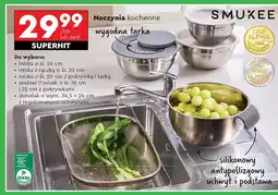 Durszlak 34.5 x 24 cm z regulowanymi uchwytami Smukee