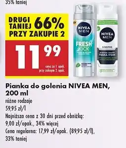 Biedronka Pianka do golenia natychmiastowa ochrona Nivea Men Sensitive oferta