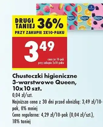 Biedronka Chusteczki higieniczne 3-warstwowe Queen oferta