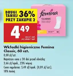 Biedronka Wkładki higieniczne normal Femina Classic oferta