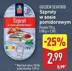 ALDI GOLDEN SEAFOOD Szproty w sosie pomidorowym oferta