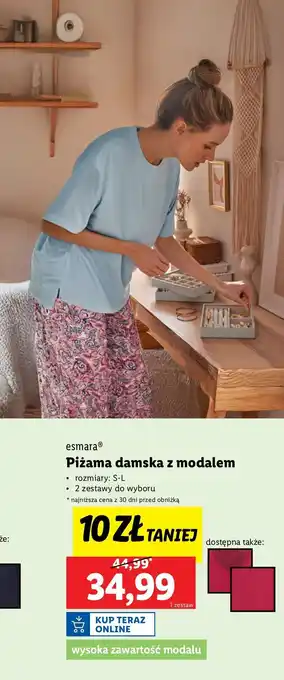 Lidl Piżama damska s-l Esmara oferta