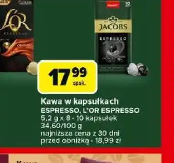 Carrefour Kawa w kapsułkach Espresso, L'Or Espresso oferta