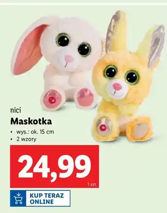 Lidl Maskotka zajączek 15 cm Nici oferta