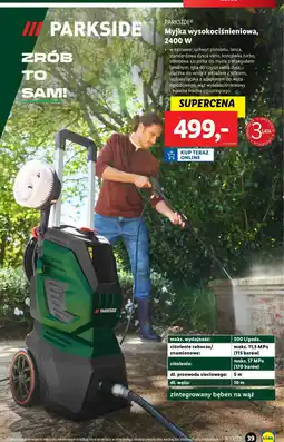 Lidl Myjka ciśnieniowa 2400w Parkside oferta