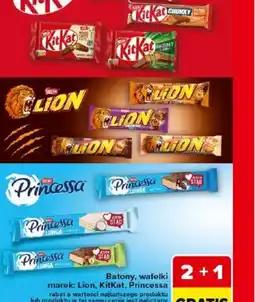 Carrefour Batony, wafelki marek: Lion, KitKat, Princessa oferta