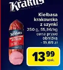 Carrefour Kiełbasa krakowska sucha z szynki Krakus Animex oferta