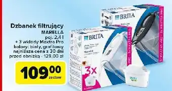 Carrefour Dzbanek marella 2.4 l + 3 wkłady maxtra pro czarny Brita oferta