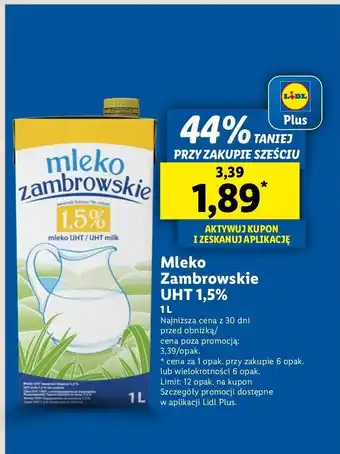 Lidl Mleko 1.5% Zambrowskie oferta