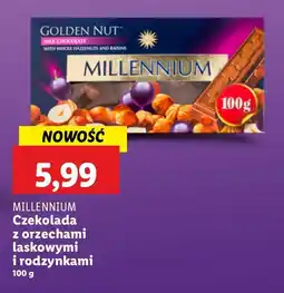 Lidl Czekolada golden nut milk chocolate z całymi orzechami i rodzynkami Millennium oferta