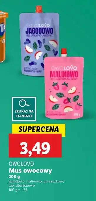 Lidl Mus jabłkowo-rabarbarowy Owolovo oferta