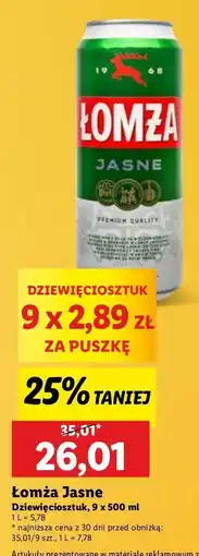 Lidl Piwo Łomża Jasne (Dawniej Export) oferta