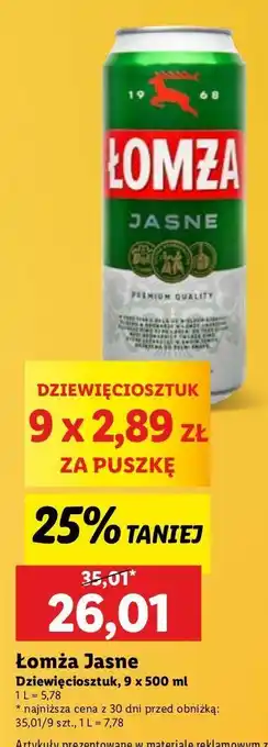 Lidl Piwo Łomża Jasne (Dawniej Export) oferta