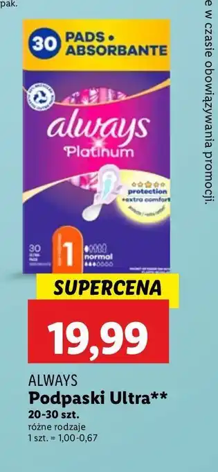 Lidl Podpaski normal Always Platinum oferta