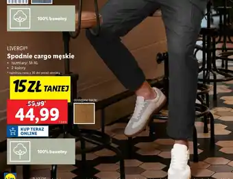 Lidl Spodnie męskie cargo m-xl Livergy oferta