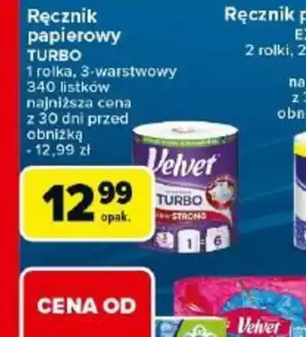 Carrefour Ręcznik papierowy Velvet Turbo oferta