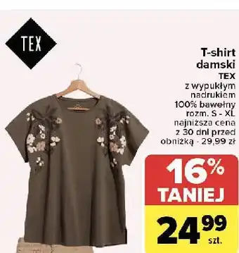 Carrefour T-shirt damski z nadrukiem s-xl Tex oferta