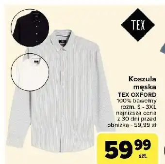 Carrefour Koszula męska oxford s-3xl Tex oferta