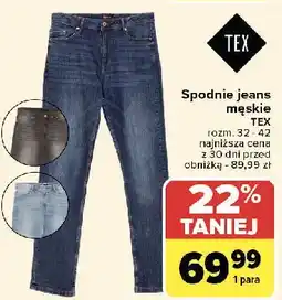 Carrefour Spodnie jeans męskie 32-42 Tex oferta