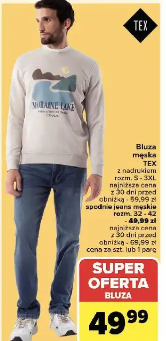 Carrefour Spodnie męskie jeans 32-42 Tex oferta