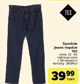 Carrefour Spodnie męskie jeans 32-42 Tex oferta