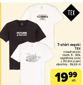 Carrefour T-shirt męski z nadrukiem s-3xl Tex oferta