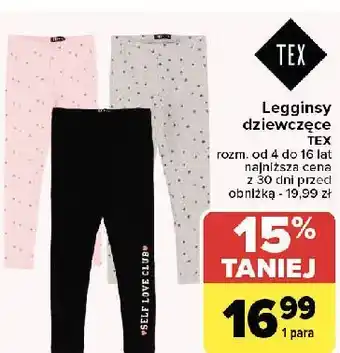 Carrefour Legginsy dziewczęce 4-16 lat Tex oferta