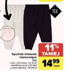 Carrefour Spodnie dresowe niemowlęce Tex oferta