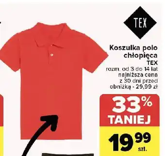 Carrefour Koszulka polo chłopięca 3-14 lat Tex oferta