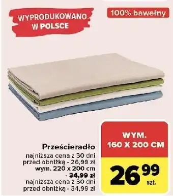 Carrefour Prześcieradło bawełniane 200 x 220 cm oferta