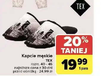 Carrefour Kapcie męskie 40-46 Tex oferta