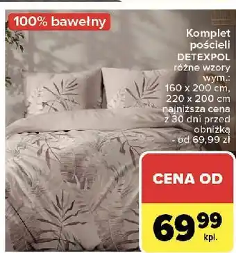 Carrefour Komplet pościeli bawełnianej 220 x 200 + 2x 70 80 cm Detexpol oferta