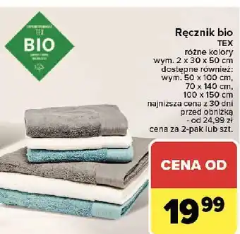 Carrefour Ręcznik bio 100 x 150 cm Tex oferta