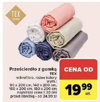 Carrefour Prześcieradło z gumką 180 x 200 cm Tex oferta