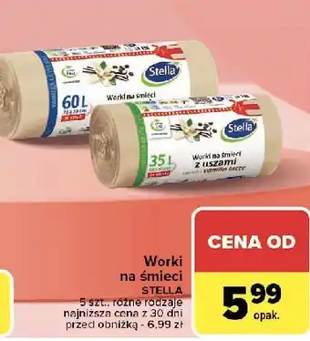 Carrefour Worki na śmieci z uszami vanilla latte 60 l Stella oferta