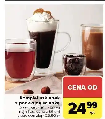 Carrefour Komplet szklanek podwójne ścianki 100 ml oferta