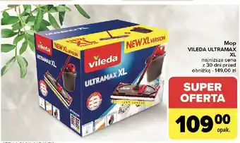 Carrefour Komplet wiadro + mop płaski xl Vileda Ultramax oferta