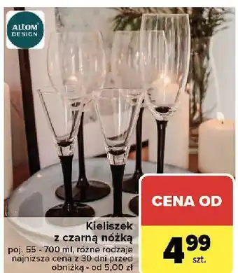 Carrefour Kieliszek z czarną nóżką 250 ml Altom Design oferta