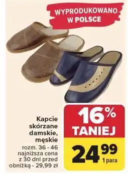 Carrefour Kapcie skórzane męskie roz. 36-46 oferta