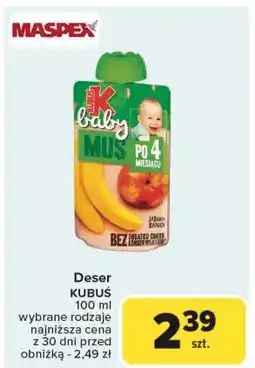 Carrefour Mus jabłko banan Kubuś Baby oferta