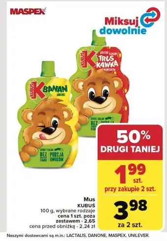 Carrefour Mus jabłko-banan-truskawka-marchew Kubuś oferta