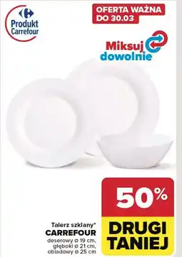 Carrefour Talerz szklany obiadowy 25 cm Carrefour oferta