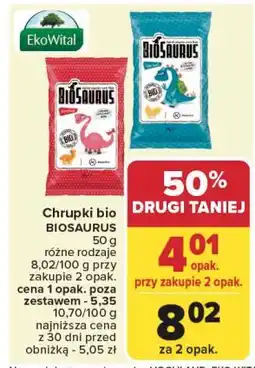 Carrefour Chrupki kukurydziane bezglutenowe sól morska Biosaurus oferta