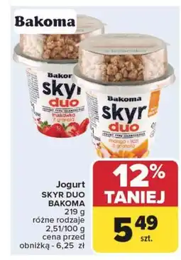 Carrefour Jogurt duo truskawka z granolą Bakoma Skyr oferta