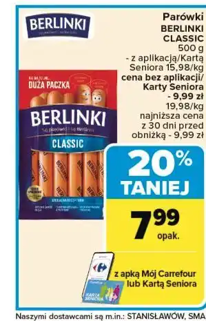 Carrefour Parówki classic Morliny Berlinki oferta