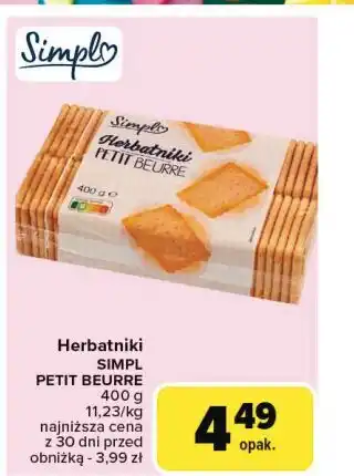 Carrefour Herbatniki petit beurre Simpl oferta