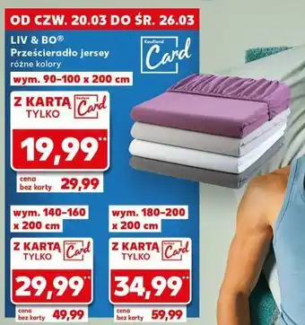 Kaufland Prześcieradło jersey 180-200 x 200 cm Liv & Bo oferta