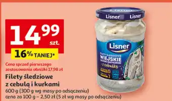 Auchan Wiejskie filety śledziowe w oleju z cebulką Lisner oferta